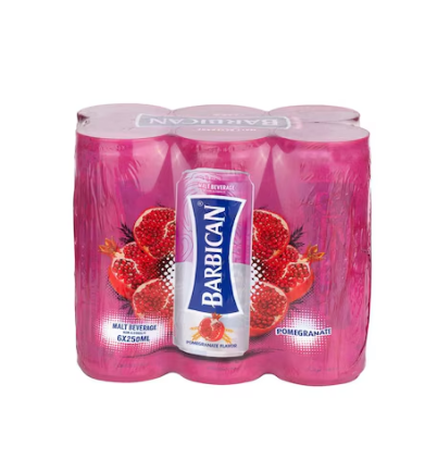 Barbican Pomegranate Flavour Non-Alcoholic Malt Drink Can 250ml Pack of 6