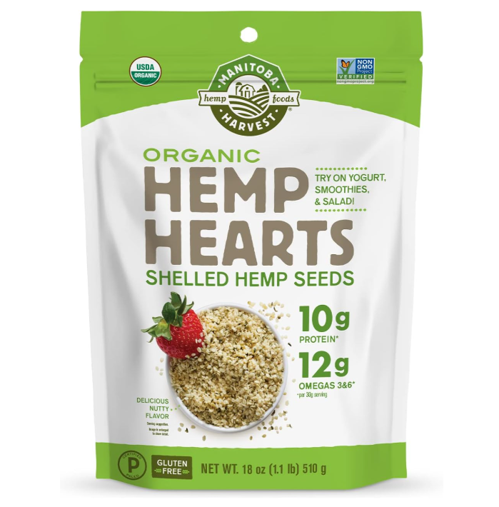 Manitoba Harvest Whole 30 Approved Organic Hemp Hearts Raw Shelled Hemp Seeds,18oz