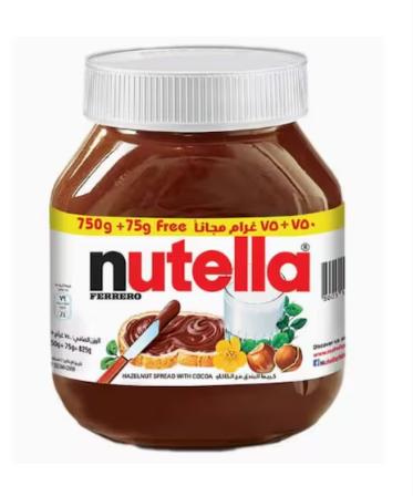 Nutella Hazelnut Chocolate Breakfast Spread Jar 750g + 75g Extra