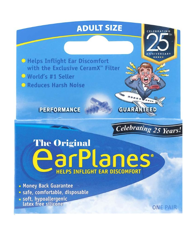EarPlanes Original Adult by Cirrus Healthcare Earplugs Airplane Travel Ear Protection Bonus Pack (1 Pair)