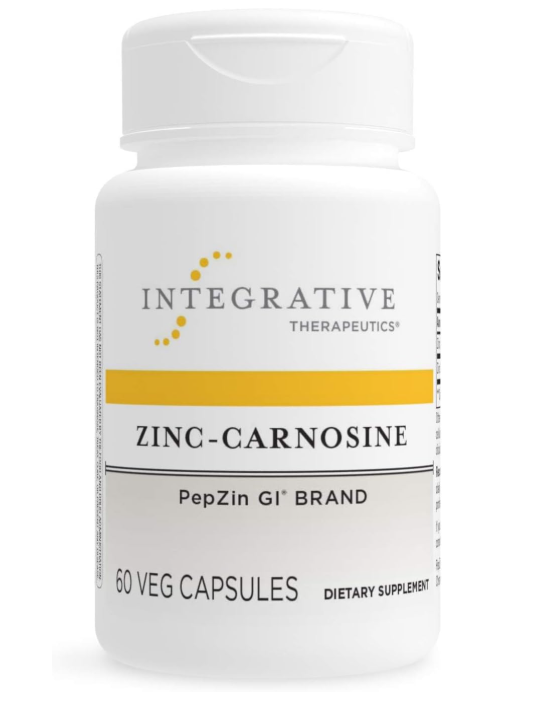 Integrative Therapeutics Zinc-Carnosine - PepZin GI Brand Supplement with Zinc-Carnosine - GI Tract Support* - Gluten Free & Vegan - 60 Capsules