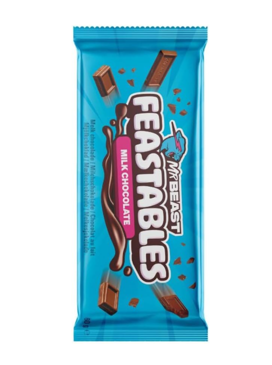 Feastables MrBeast Milk Chocolate Bars - Made with Grass-Fed Milk Chocolate and Organic Cocoa. Only 5 Ingredients, 60G