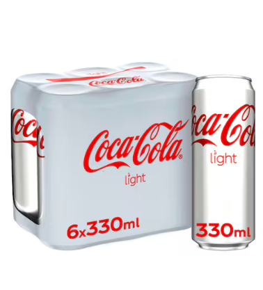 Coca-Cola Light Carbonated Soft Drink Can 330ml Pack of 6