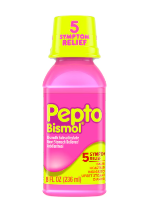 Pepto Bismol Original Liquid 5 Symptom Medicine Including Upset Stomach and Diarrhea Relief 8 oz Packaging May Vary