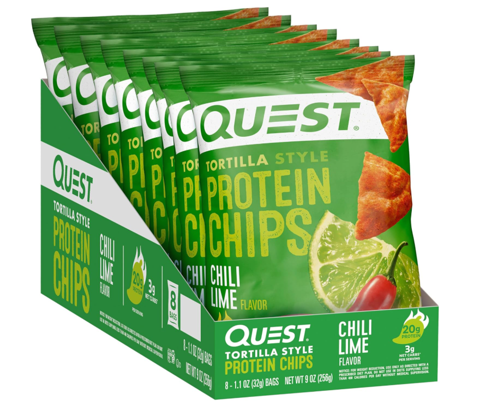 Quest Tortilla Style Protein Chips Chili Lime (8 Bags)