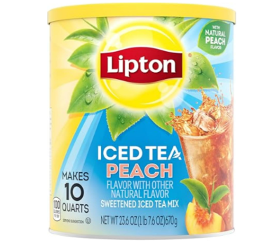 Lipton Iced Tea Blend, Peach Sweetened Iced Tea, Yields 10 Liters