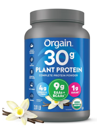 Organic Sport Vegan Protein Powder, Vanilla - 30g Plant Protein, Muscle Recovery, Gluten Free, Non-GMO, No Dairy or Lactose Ingredients - 2.01lb