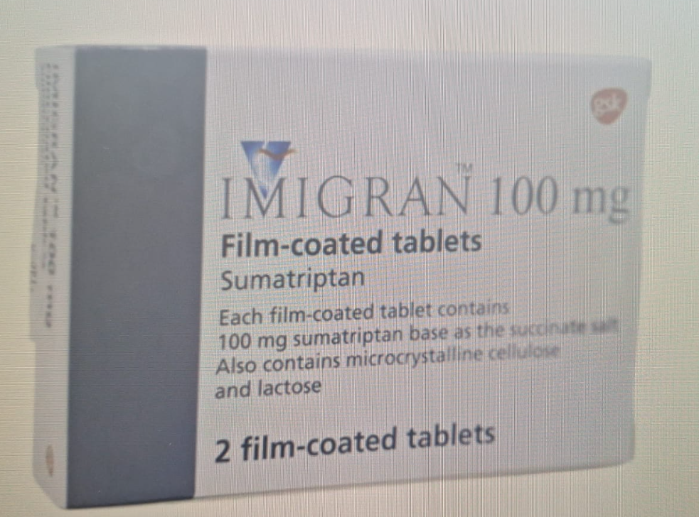 IMIGRAN 100mg film coated tablets sumatriptan 2 film coated