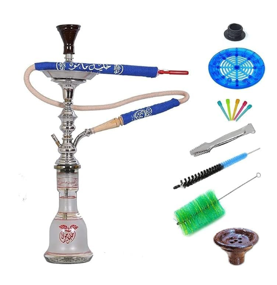 Khalil Mamoon Egyptian Shisha Hookah set, Stainless Steel with full accessories, Multicolor