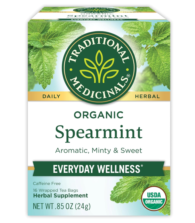 Traditional Medicinals Organic Spearmint Everyday Wellness Tea Bag | With Aromatic, Minty & Sweet Flavor | Caffeine Free | Herbal Supplement | 16 Tea Bags (Pack of 1)