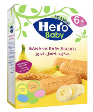 Hero Baby Banana Teething Biscuits, 6 Months+, 180g
