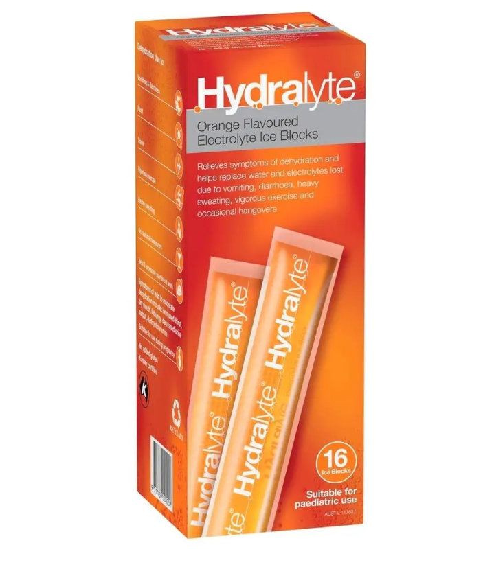 Hydralyte Orange Flavored Ice Blocks 16'S