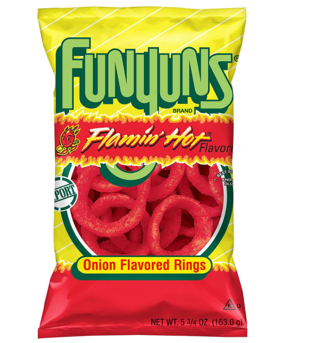 Funyuns Flamin’ Hot Onion Rings Spicy Crunchy Corn Snack, 163 grams
