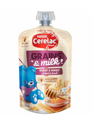 Nestle Cerelac Grains And Milk Wheat And Honey Source Of Iron 110g