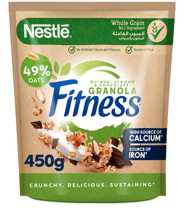 Nestle Fitness Granola With Quinoa, Almonds & Chocolate Breakfast Cereal, 450G