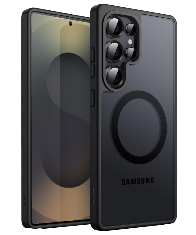JETech Magnetic Case for Samsung Galaxy S25 Ultra 5G, Compatible with MagSafe, Translucent Matte Back Shockproof Phone Cover (Titanium Black)