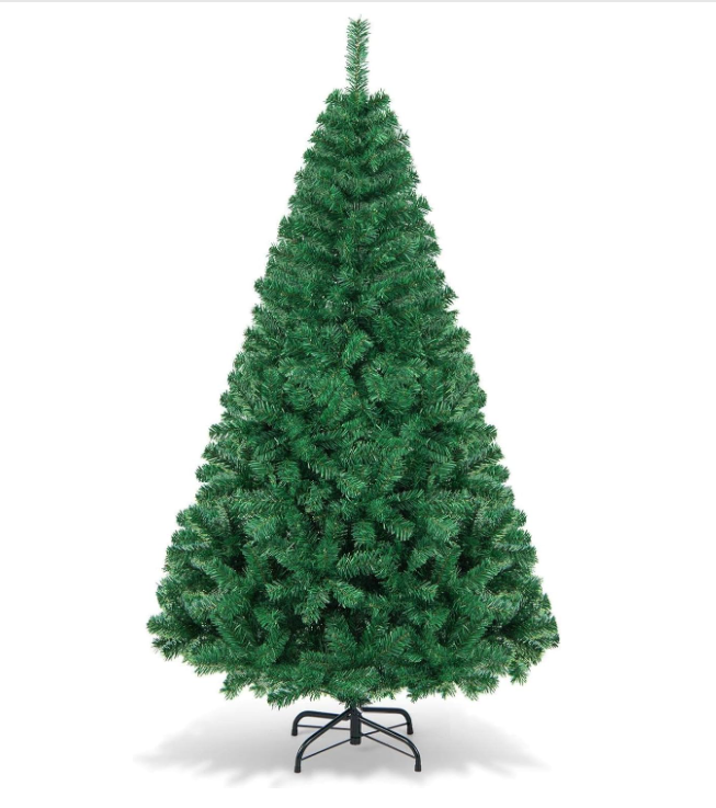 NIBEMINENT Christmas Tree 8ft Real Pine Needles Artificial Christmas Trees with 1432 Full Branches Tips Xmas Tree for Home and Office,Easy Assembly Metal Stand