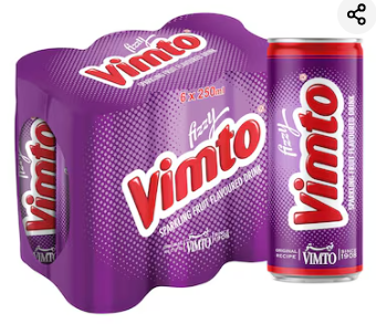 Vimto Fizzy Sparkling Fruit Flavoured Can, 250ml Pack of 6