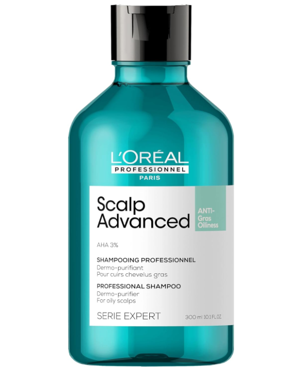 L’Oréal Professionnel | Scalp Advanced Anti-Oiliness Dermo-purifier shampoo | For Oily Scalps | Enriched with AHA 3% | Instant Sebum Reduction | SERIE EXPERT | 300ml