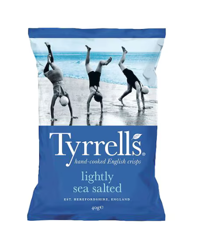 Tyrrells Hand Cooked English Crisps With Lightly Sea Salted 40g