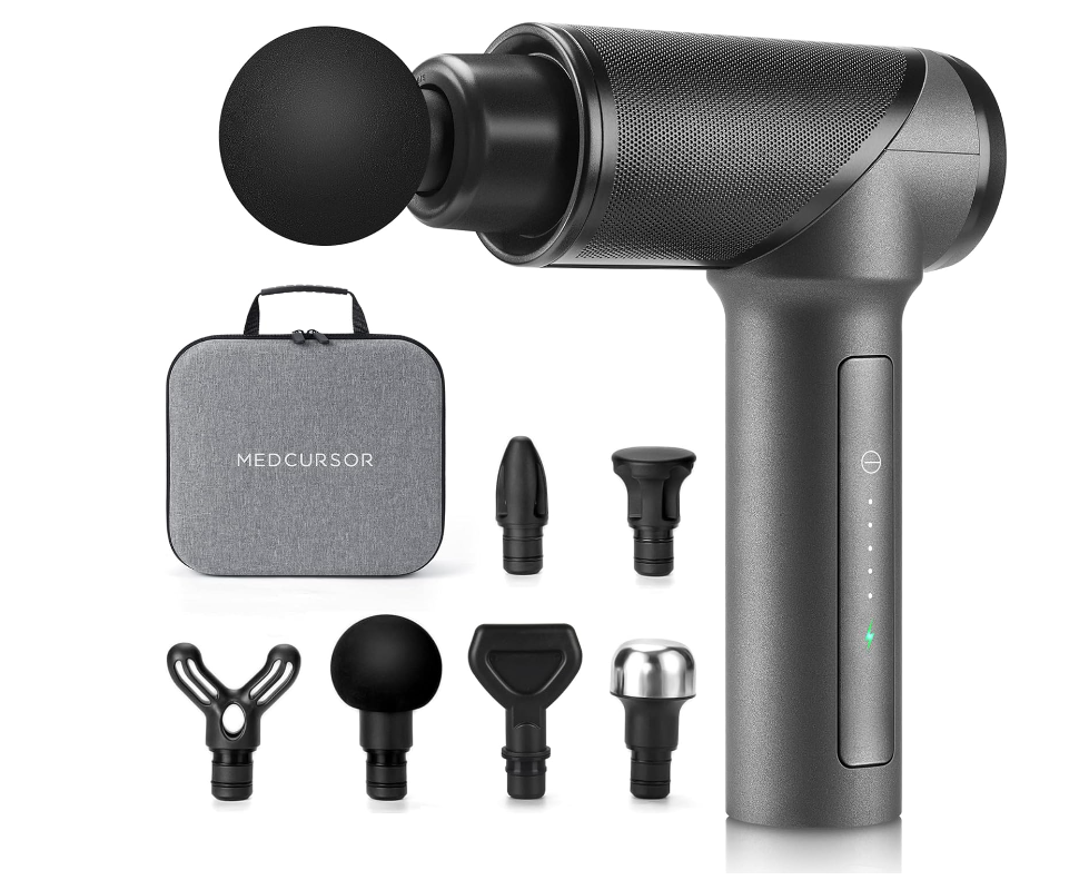 Medcursor Massage Gun Deep Tissue Percussion Muscle Mini Massager for Pain Relief, Handheld Electric Body Massager Sports Portable Super Quiet Brushless Motor, Grey