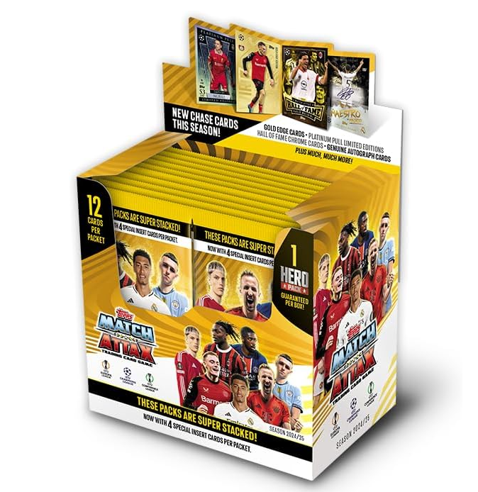 Topps Match Attax 24/25 - Complete Box - Contains 24 Envelopes (288 Cards) plus Special Hero Envelopes