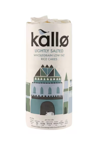 Kallo Low Fat Lightly Salted Whole Grain Rice Cakes 130g