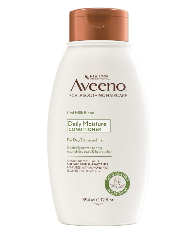 Aveeno Farm-Fresh Oat Milk Sulfate-Free Conditioner with Colloidal Oatmeal & Almond Milk, Scalp Soothing & Moisturizing Daily Conditioner for All Hair Types, Paraben & Dye-Free, 12 Fl Oz