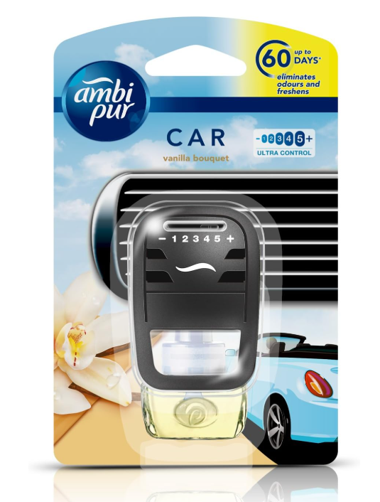 Auto Pearl Ambi Pur Vanilla Bouquet Car Air Freshener Starter Kit (7.5 ml)
