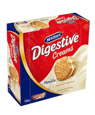 McVitie's Digestive Creams Vanilla Cream Filled Wheat Biscuit 40g Pack of 16