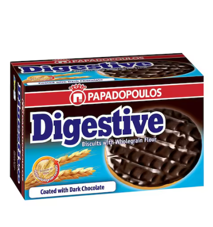 Papadopoulos Digestive Dark Chocolate Coated Whole Wheat Biscuits 200g