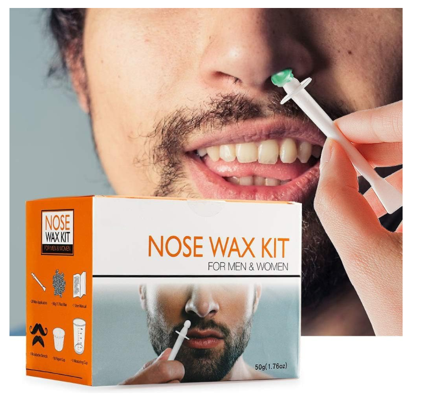 50g Nose Wax Kit fo, Nose Hair Removal Waxing Kit, Safe Quick Hair Removal Waxing for Nose & Ear, 20 Applicators, 8 Mustache Stickers, 10 Little Cups for Removing Nose Eyebrow Hair
