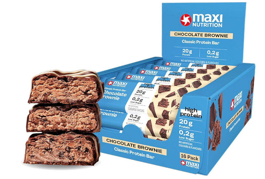Maxi Nutrition Chocolate Brownie Classic Protein Bar (Pack of 16 x 40 Grams Each) | With 20G Of Protein | Low Sugar | No Artificial Flavors & Colour Added
