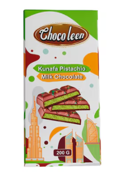 Chocoleen Kunafa Pistachio Milk Chocolate Bar, 200g