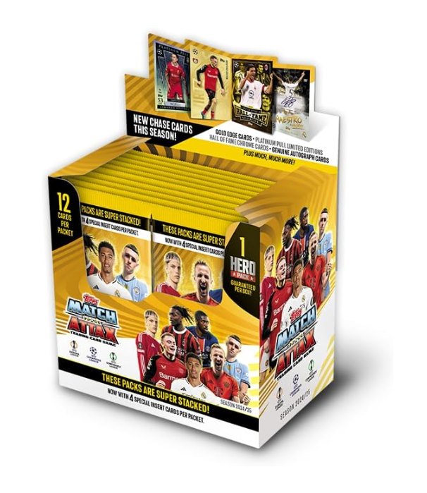 Topps Match Attax 24/25 - Complete Box - Contains 24 Envelopes (288 Cards) plus Special Hero Envelopes (1 Guaranteed per Box).