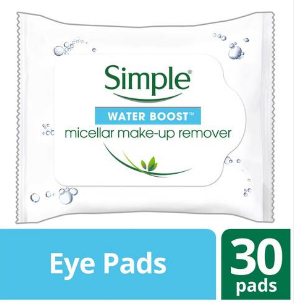 Simple Water Boost Eye Makeup Remover Eye Pads 30 pcs