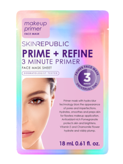 Skin Republic - Prime + Refine 3 Minute PRIMER Face Mask Sheet 18ML - Pack of 3
