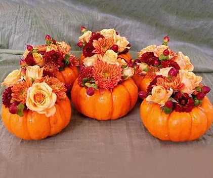 Small Pumpking Flower Arrangement Set of 6