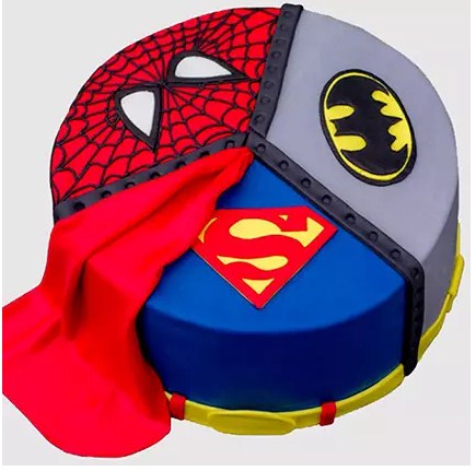 Superheroes Logo Fondant Chocolate Cake