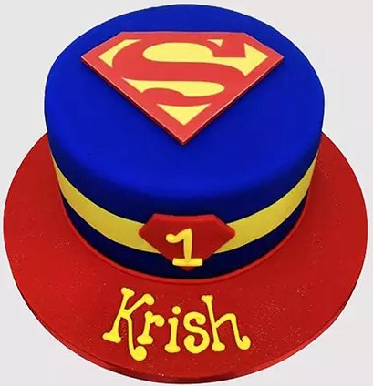 Superman Logo Fondant Chocolate Cake