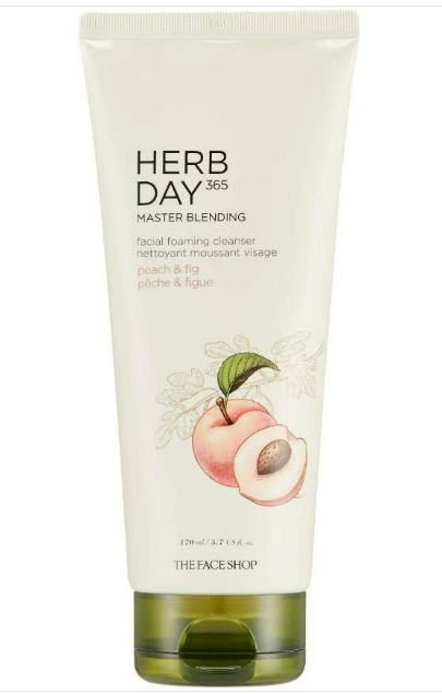 The Face Shop Herb Day 365 Master Blending Facial Foaming Cleanser Peach&Fig