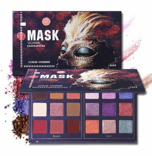 Ucanbe Belle Mask Shimmer Matte Eyeshadow Makeup Palette 18 Colors Glitter Pigmented E