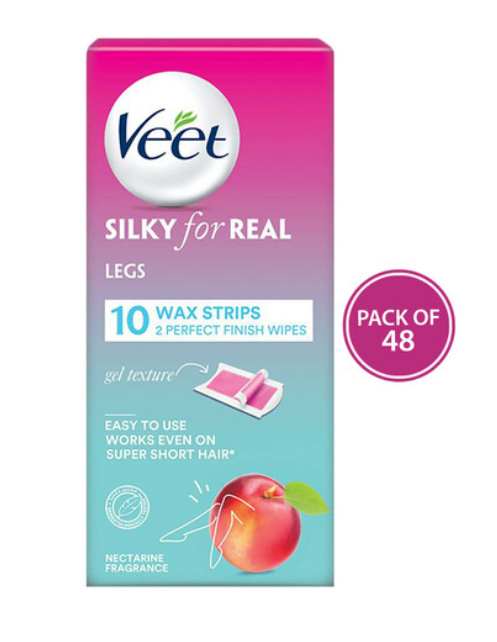 Veet Silky For Real Legs Nectarine Wax Strips 10 Sheets