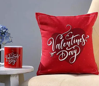 Valentines Day Special Printed Cushion and Mug Combo
