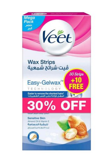 Veet Sensitive Skin Hair Removal Cold Wax Strips Pack Of 40