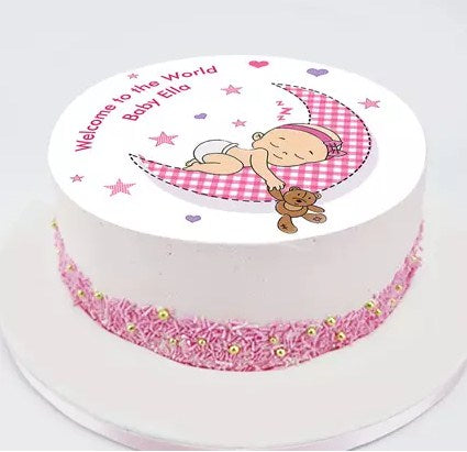 Welcome To The World Chocolate Photo Cake