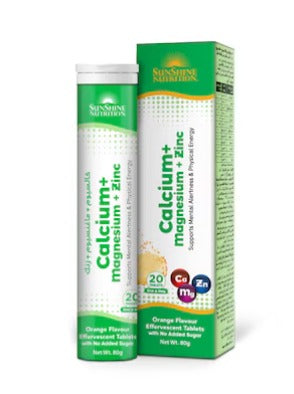 Sunshine Nutrition Calcium + Mag + Zinc Effervescent 20 Tablets