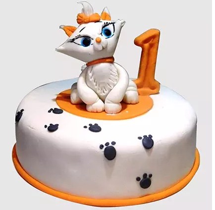 White Cat Birthday Chocolate Cake