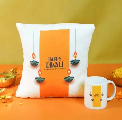 Wishes of Diwali Cushion and Mug
