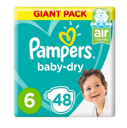 Pampers Baby-dry Diapres Size 6 Extra Large 13+kg Giant Pack 48 count